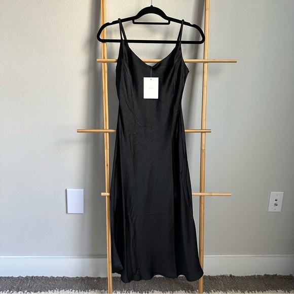 Oak+Fort Midi Slip Dress in Black - Picture 3 of 4